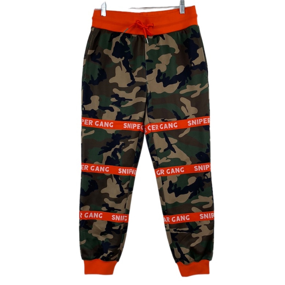 Sniper Gang Camo and orange sweatpants size S